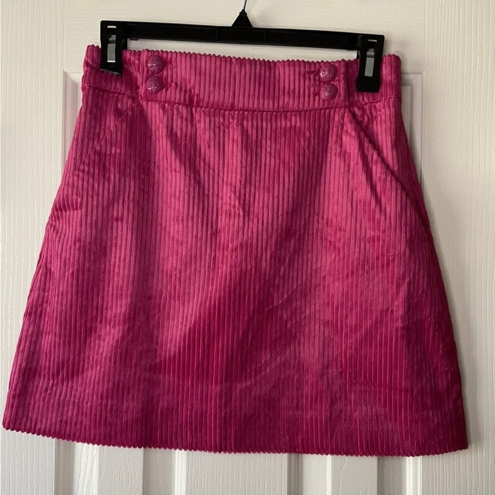 Veronica Beard Pink Corduroy A-Line Mini Skirt Sz 0